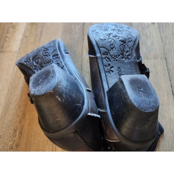 Women's Aetrex Sz 9M Leather Ankle Boots Gray Black Booties EE907W Patchwork - Picture 14 of 16